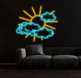 Custom Sun and Clouds Neon Sign, LED Sun Wall Decor for Bedroom, Light Up Cloud Neon Sign, Nature Inspired Wall Art, LED Room Decor