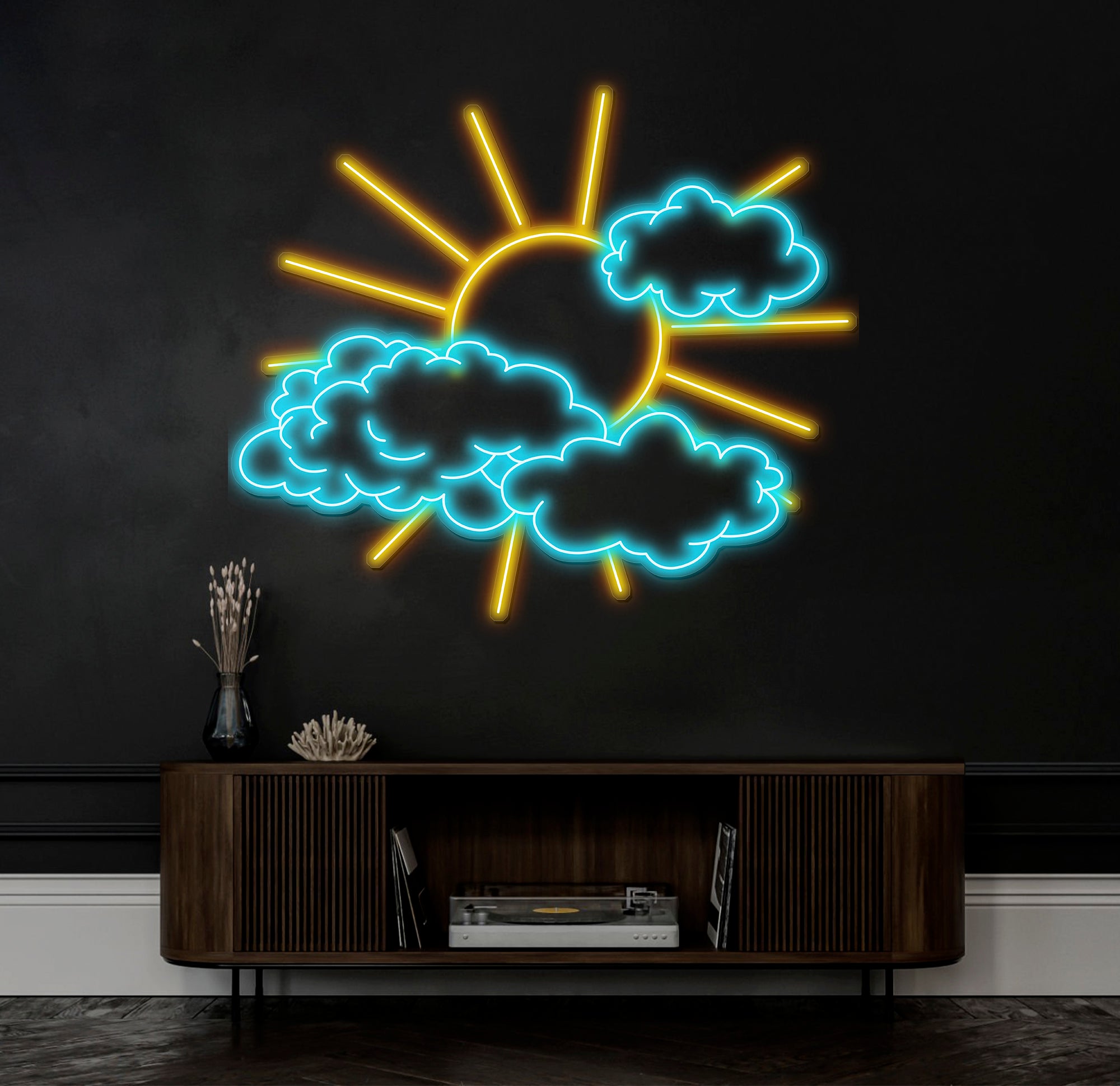 Custom Sun and Clouds Neon Sign, LED Sun Wall Decor for Bedroom, Light Up Cloud Neon Sign, Nature Inspired Wall Art, LED Room Decor