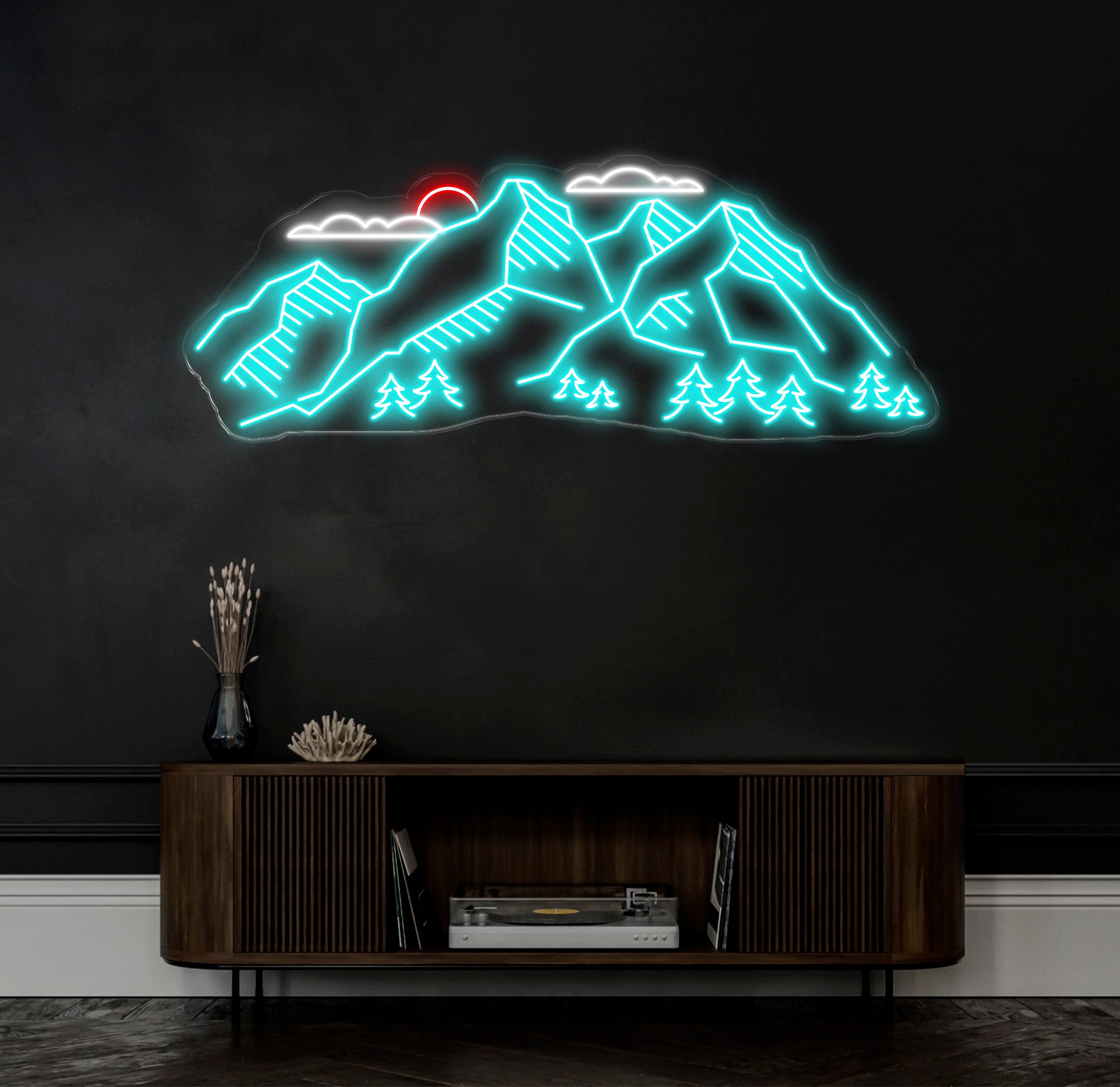Mountain Landscape Neon Sign - Customizable Nature Wall Art For Outdoor Lovers, Perfect Decor For Adventure-Themed Rooms