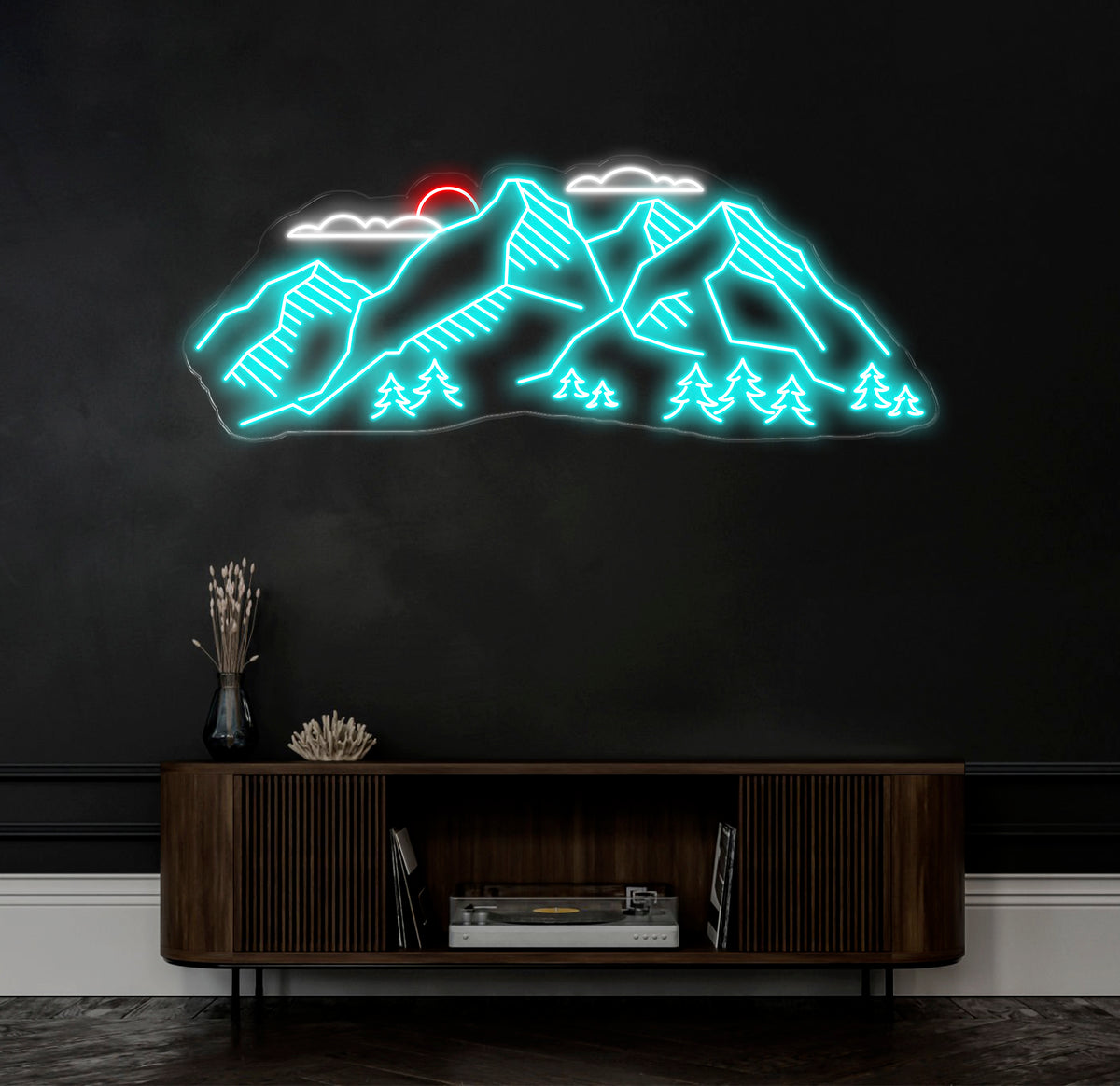 Mountain Landscape Neon Sign - Customizable Nature Wall Art For Outdoor Lovers, Perfect Decor For Adventure-Themed Rooms