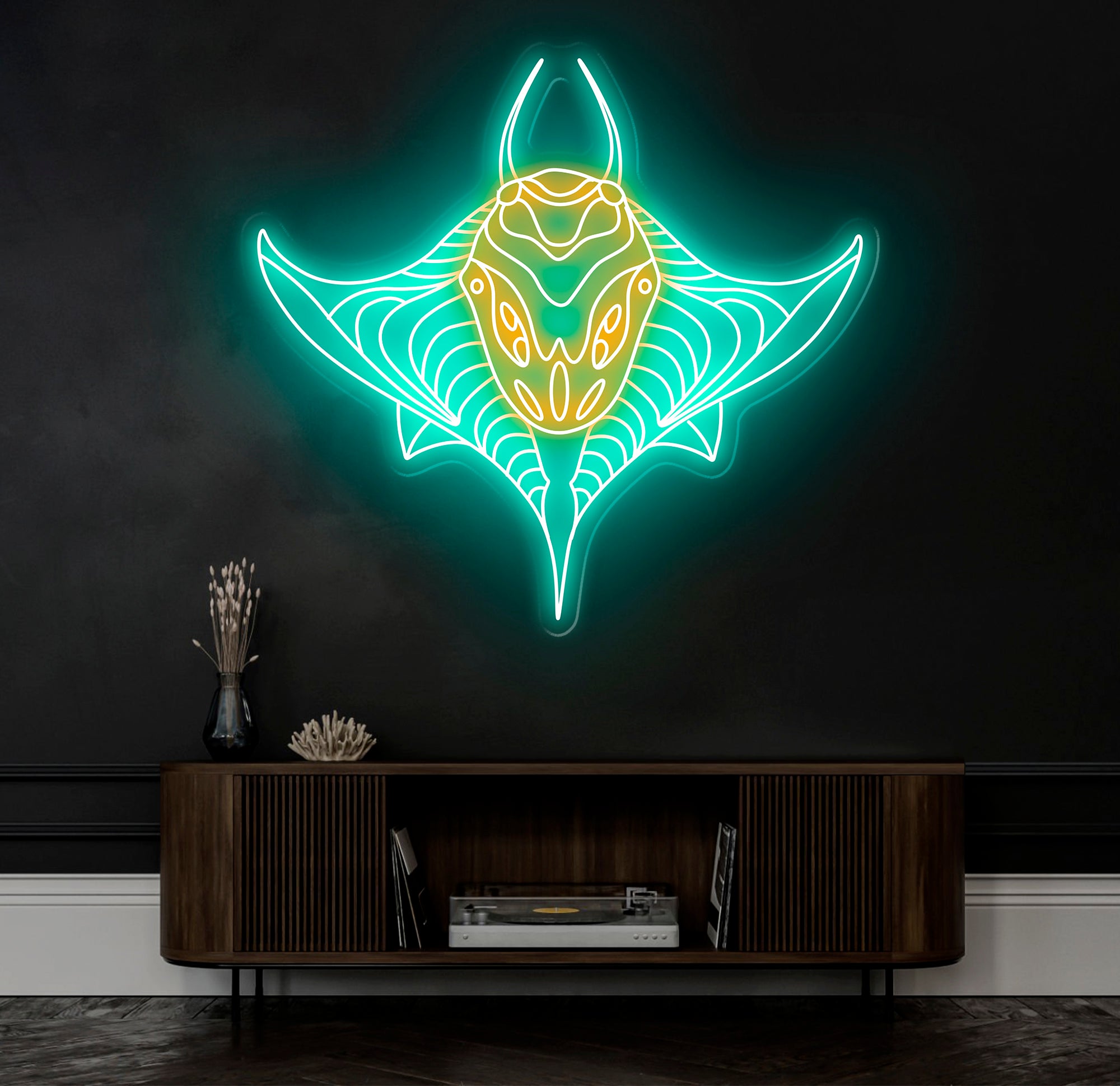 Custom Manta Ray Neon Sign, Ocean-Themed LED Wall Art, Marine Life Neon Light for Aquarium Decor, Unique Underwater Sea Animal Neon Sign