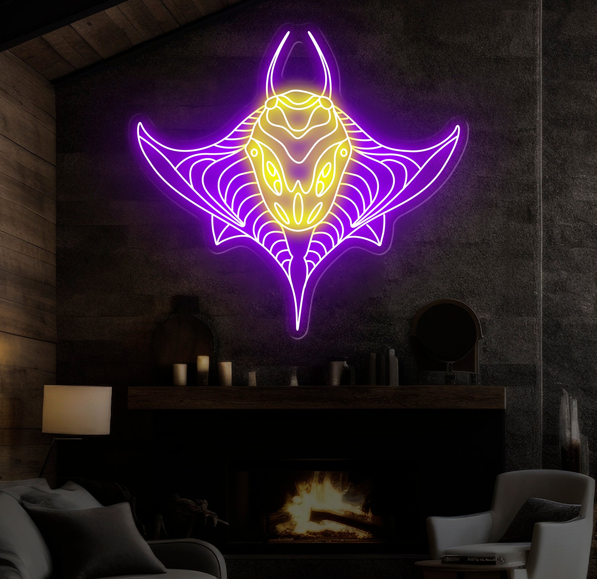 Custom Manta Ray Neon Sign, Ocean-Themed LED Wall Art, Marine Life Neon Light for Aquarium Decor, Unique Underwater Sea Animal Neon Sign