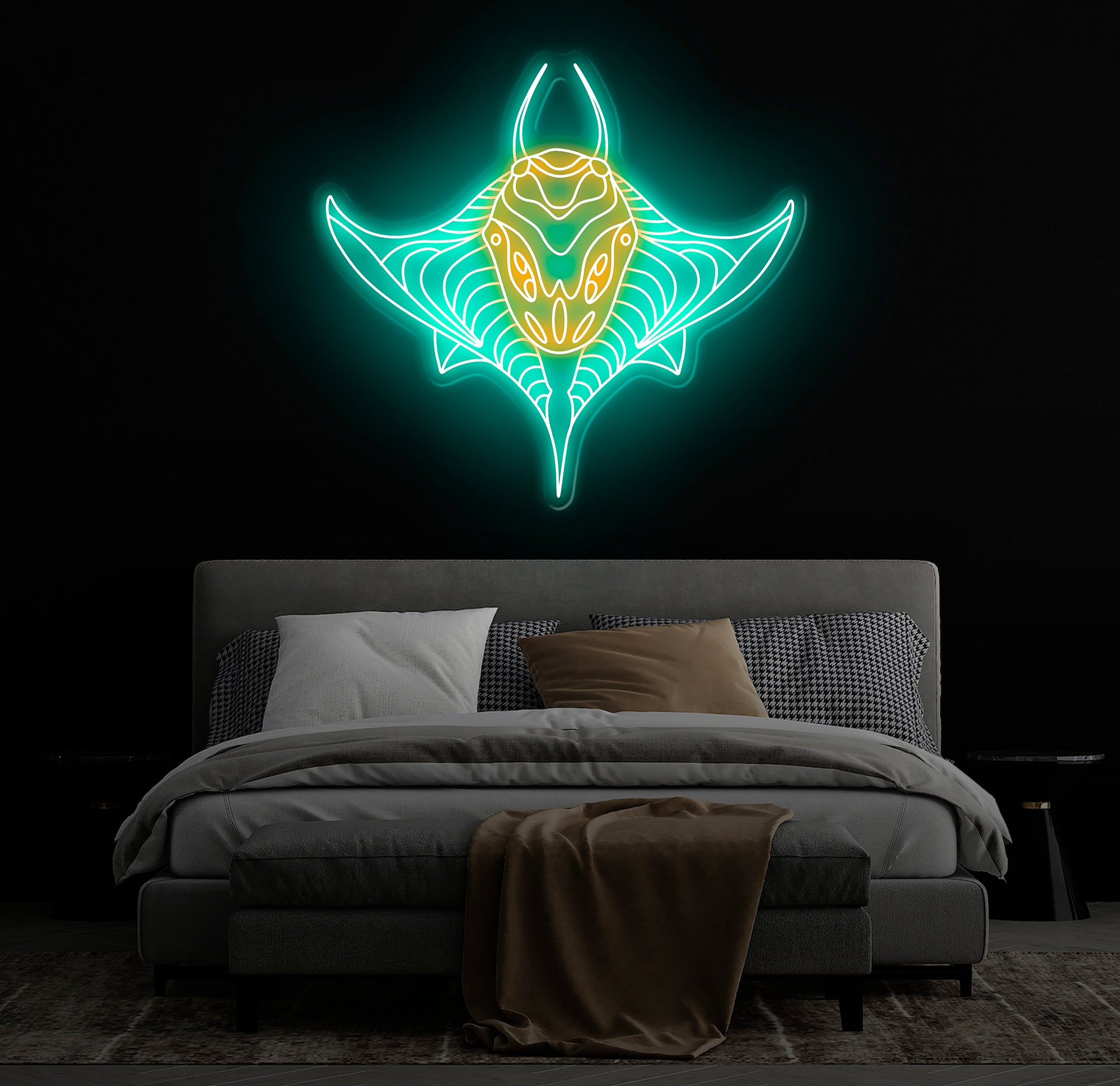 Custom Manta Ray Neon Sign, Ocean-Themed LED Wall Art, Marine Life Neon Light for Aquarium Decor, Unique Underwater Sea Animal Neon Sign