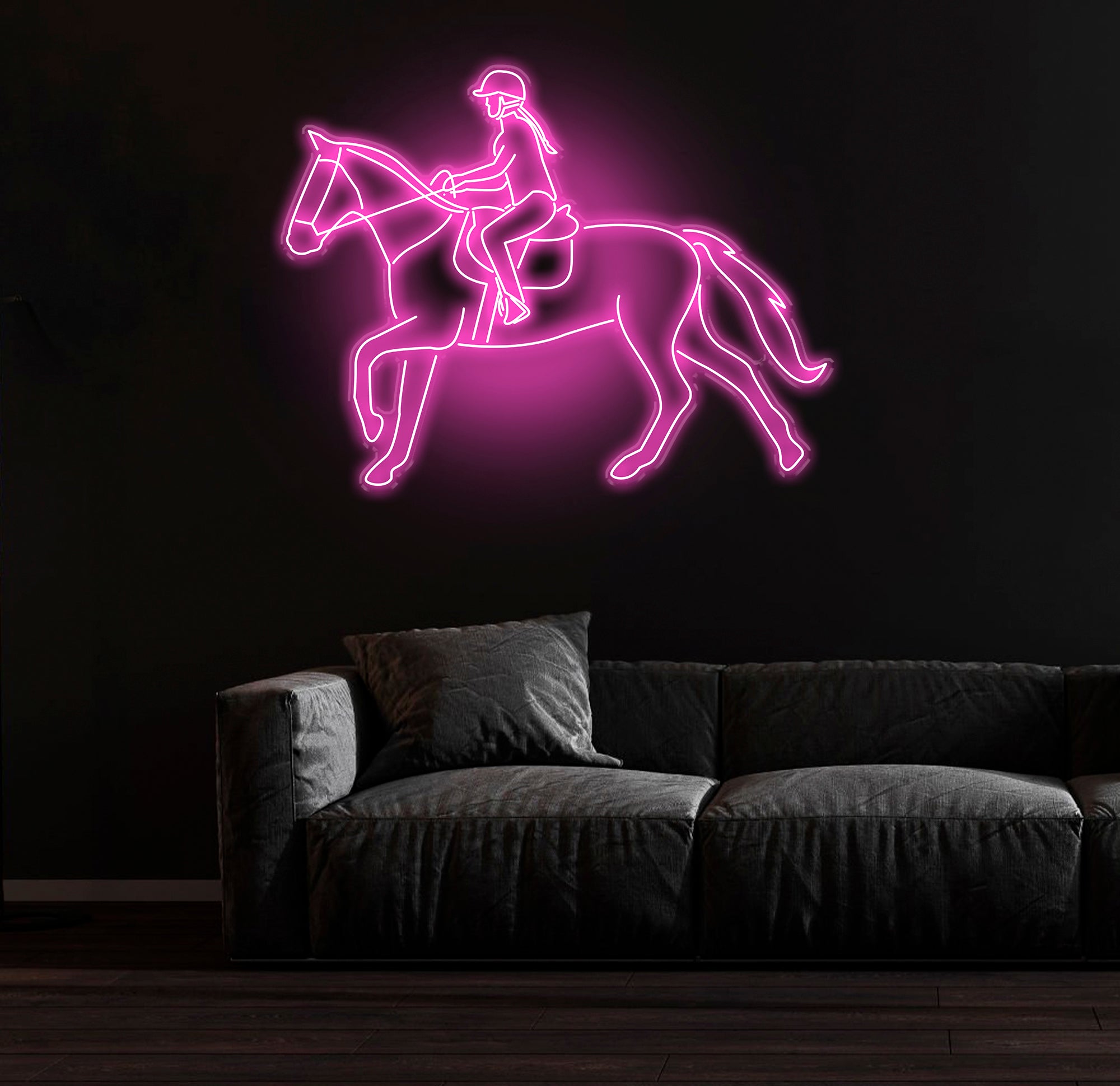 Equestrian Neon Sign, Girl Riding Horse LED Light, Custom Horse Rider Neon Wall Art, Jockey Rodeo Room Decor, Equestrian Sport LED Sign
