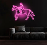 Equestrian Neon Sign, Girl Riding Horse LED Light, Custom Horse Rider Neon Wall Art, Jockey Rodeo Room Decor, Equestrian Sport LED Sign