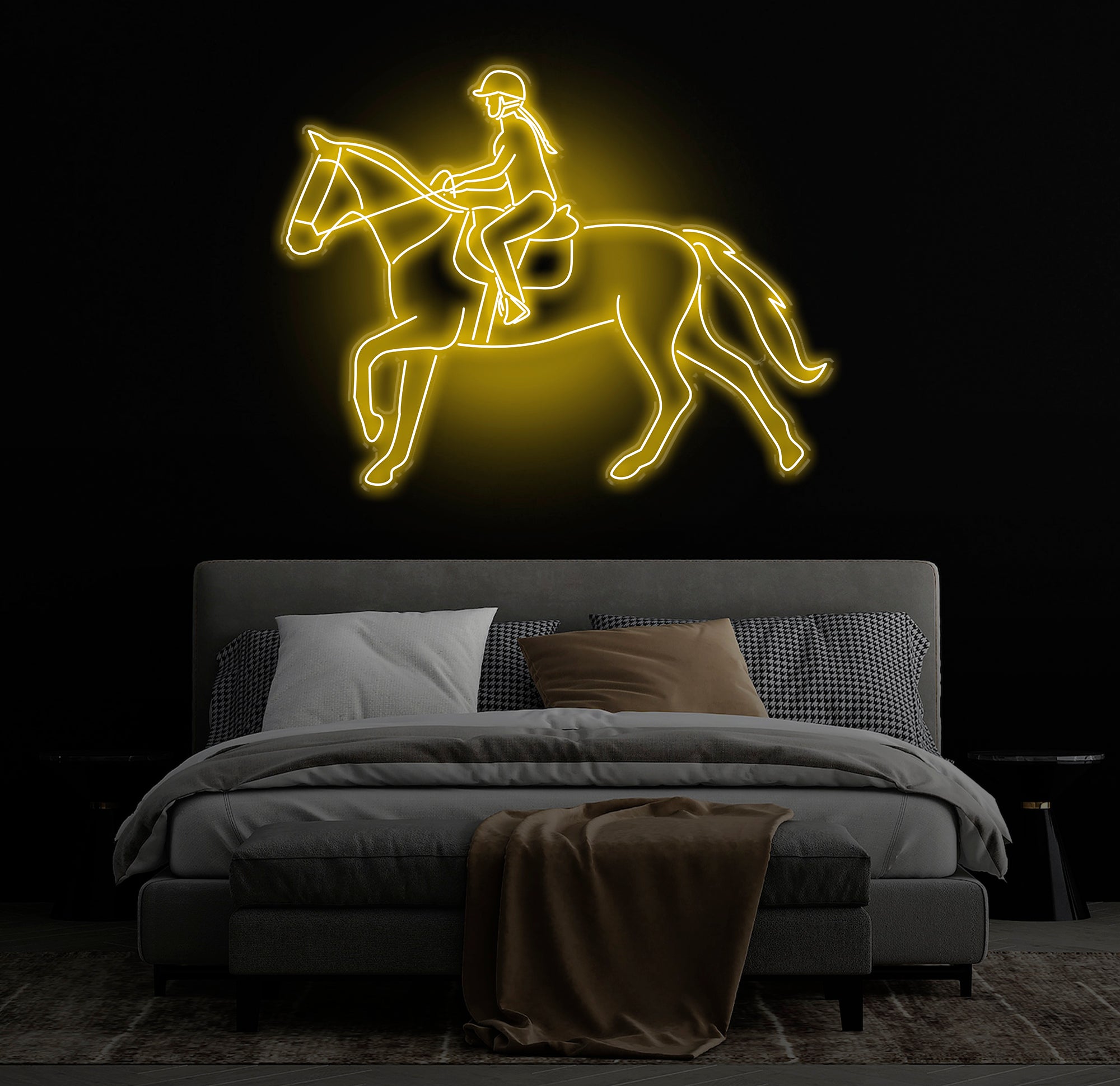 Equestrian Neon Sign, Girl Riding Horse LED Light, Custom Horse Rider Neon Wall Art, Jockey Rodeo Room Decor, Equestrian Sport LED Sign