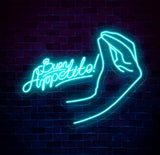 Custom Buen Appetite Neon Sign, Italian Restaurant Decor, LED Neon Light for Kitchen Wall Art, Perfect Dining Room Sign, Food Neon Light
