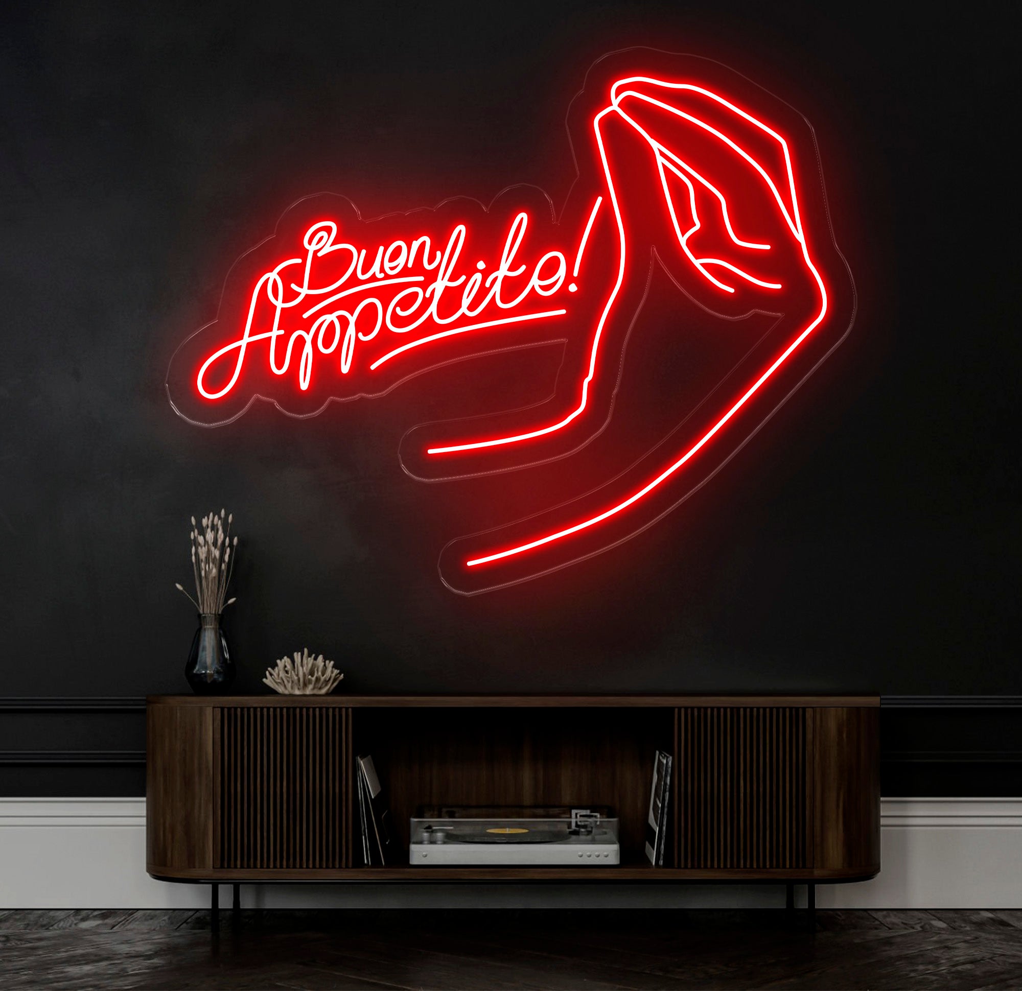 Custom Buen Appetite Neon Sign, Italian Restaurant Decor, LED Neon Light for Kitchen Wall Art, Perfect Dining Room Sign, Food Neon Light