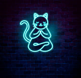 Meditating Cat Neon Sign, Custom Zen LED Wall Light, Yoga Cat Decor for Meditation Space, Peaceful Cat Neon Art for Home or Studio