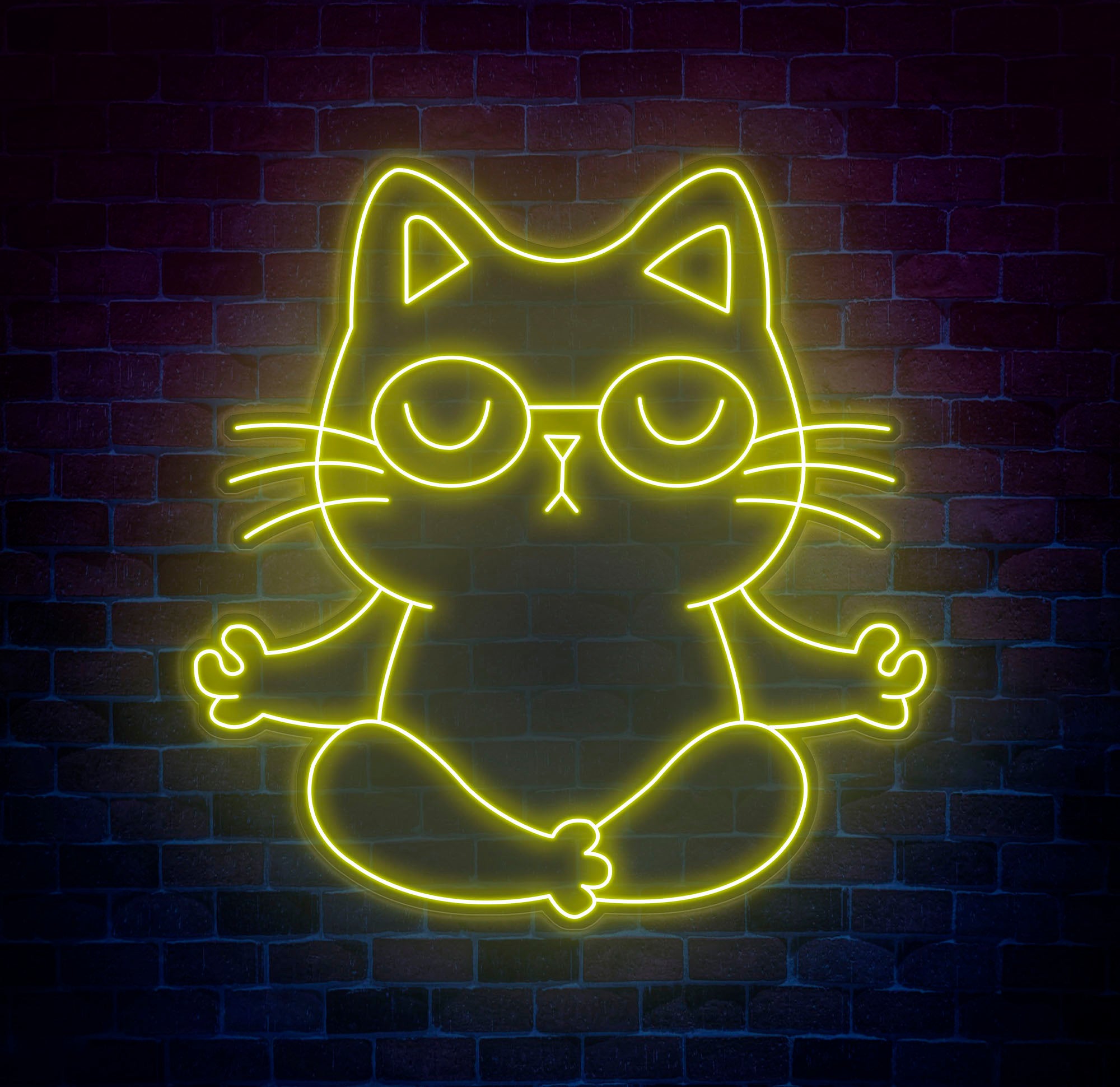 Zen Cat Neon Sign - Meditating Cat Custom Wall Light, Perfect for Yoga Studios, Home Decor, and Calming Spaces, Christmas Gifts