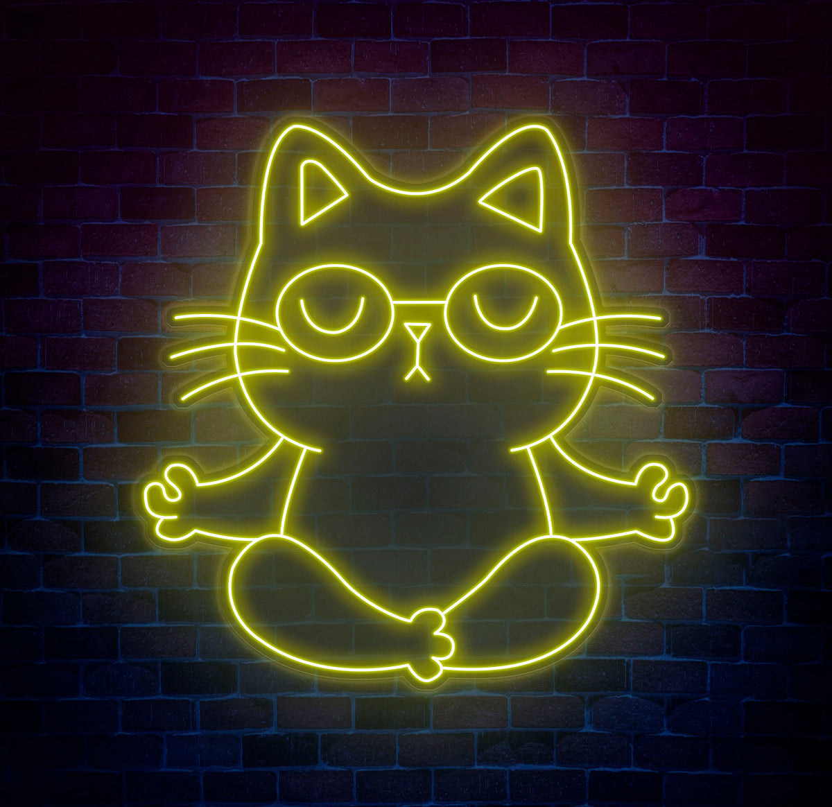 Zen Cat Neon Sign - Meditating Cat Custom Wall Light, Perfect for Yoga Studios, Home Decor, and Calming Spaces, Christmas Gifts