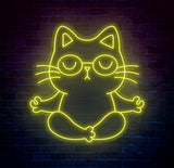 Zen Cat Neon Sign - Meditating Cat Custom Wall Light, Perfect for Yoga Studios, Home Decor, and Calming Spaces, Christmas Gifts