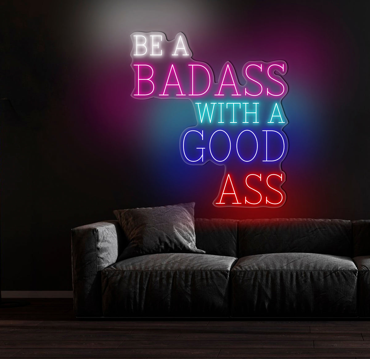 Be A Badass With A Good Ass Neon Sign, Custom Motivational Wall Art, Personalized LED Sign for Home Gym or Office Decor