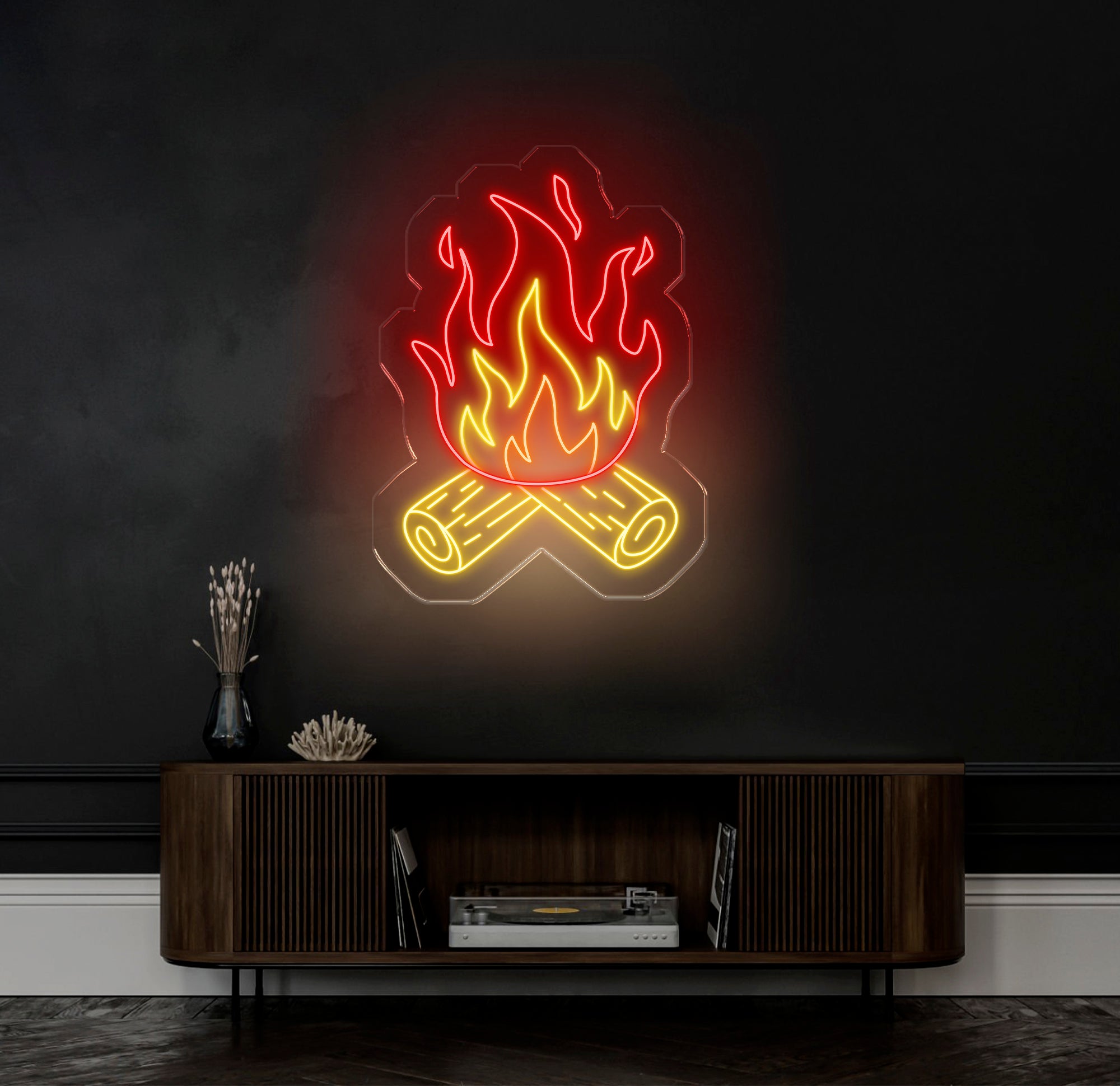 Campfire Neon Sign, Custom Bonfire LED Light, Cozy Fireplace Wall Art, Outdoor Camping Decor for Cabin or Patio