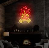 Campfire Neon Sign, Custom Bonfire LED Light, Cozy Fireplace Wall Art, Outdoor Camping Decor for Cabin or Patio