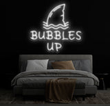 Custom Bubbles Up Neon Sign with Shark Fin Design - Unique Bar Decor, Pool Party Sign, Fun Wall Art for Home or Lounge, Christmas Gifts