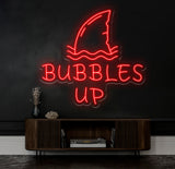Custom Bubbles Up Neon Sign with Shark Fin Design - Unique Bar Decor, Pool Party Sign, Fun Wall Art for Home or Lounge, Christmas Gifts