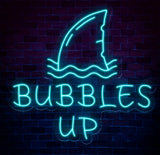 Custom Bubbles Up Neon Sign with Shark Fin Design - Unique Bar Decor, Pool Party Sign, Fun Wall Art for Home or Lounge, Christmas Gifts