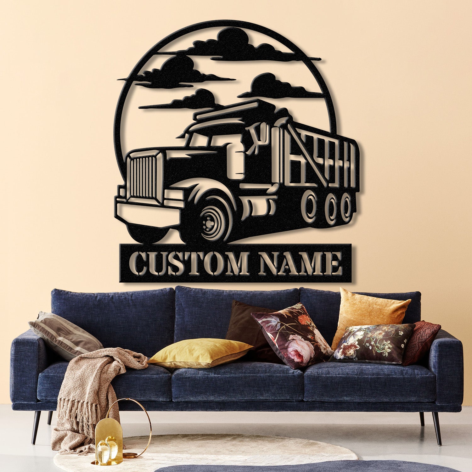 Custom Dump Truck Driver Metal Wall Art with LED Light, Personalized Trucker Name Sign, 18 Wheeler Home Decor, Birthday & Xmas Dad Gift