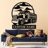 Custom Dump Truck Driver Metal Wall Art with LED Light, Personalized Trucker Name Sign, 18 Wheeler Home Decor, Birthday & Xmas Dad Gift