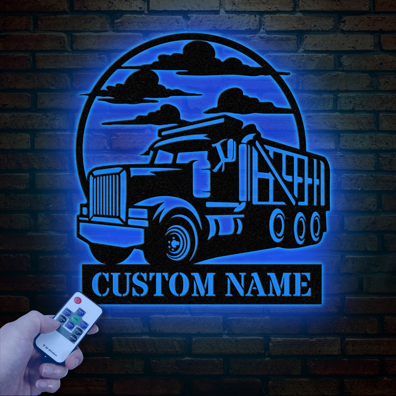 Custom Dump Truck Driver Metal Wall Art with LED Light, Personalized Trucker Name Sign, 18 Wheeler Home Decor, Birthday & Xmas Dad Gift