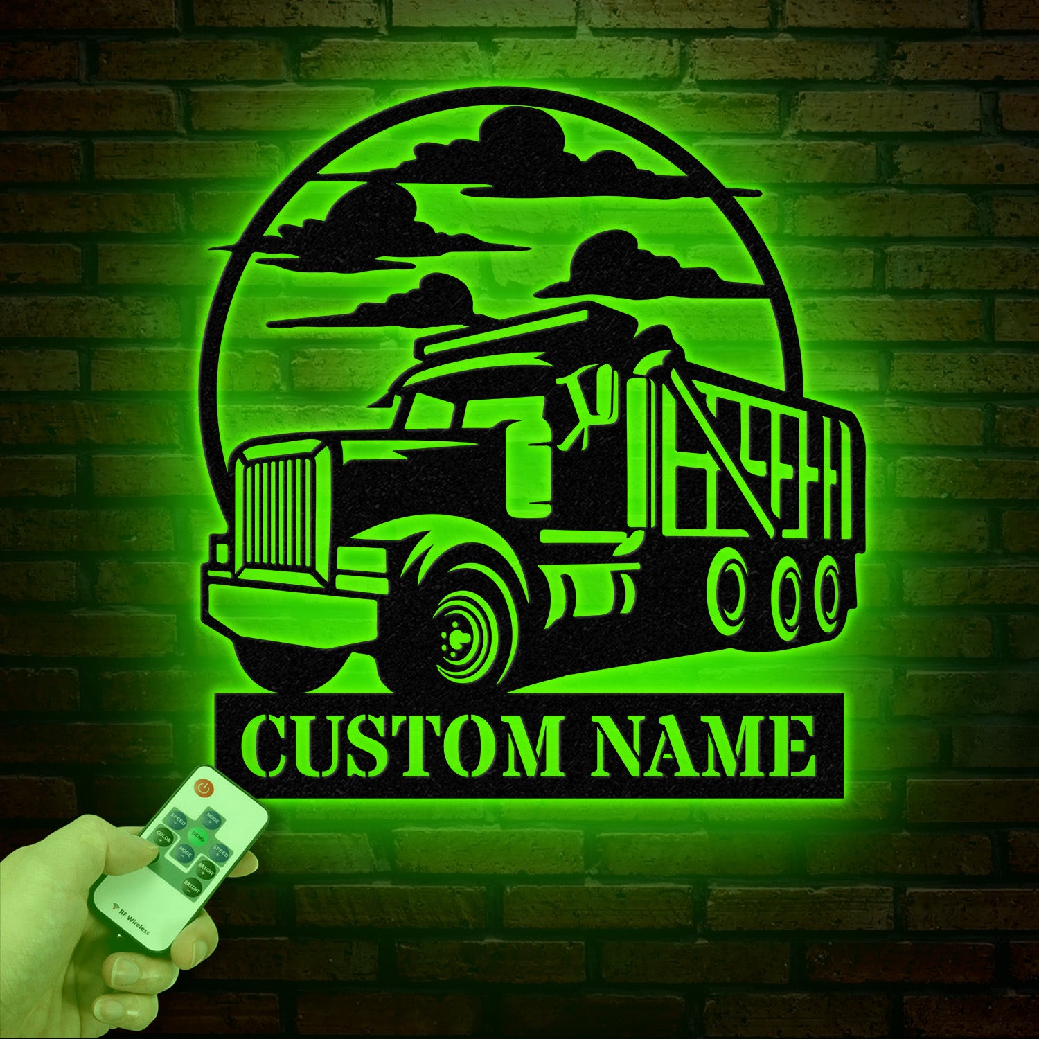 Custom Dump Truck Driver Metal Wall Art with LED Light, Personalized Trucker Name Sign, 18 Wheeler Home Decor, Birthday & Xmas Dad Gift