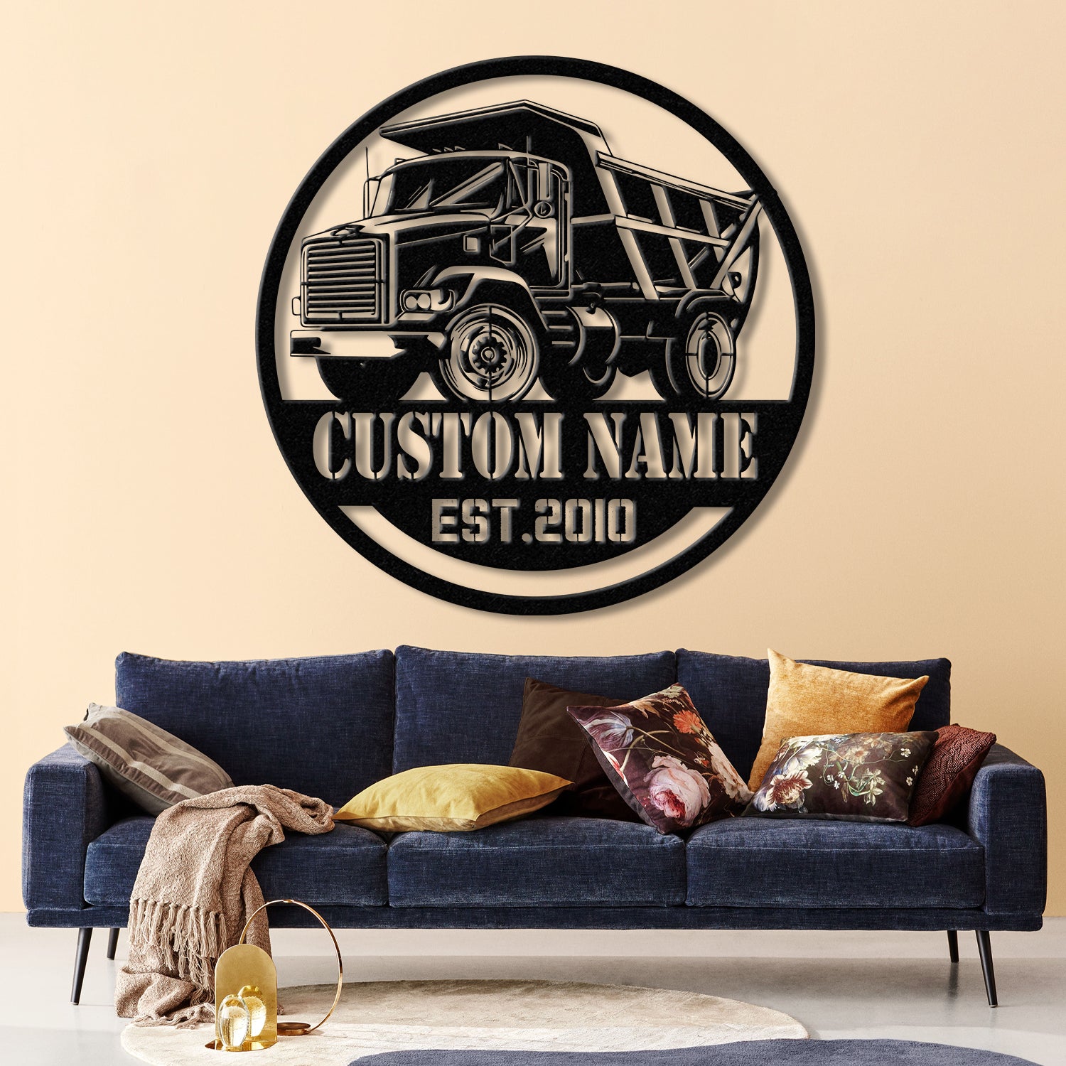 Custom Dump Truck Driver Metal Wall Art with LED Light, Personalized Trucker Name Sign, 18 Wheeler Home Decor, Birthday & Xmas Dad Gift
