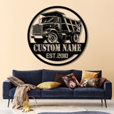 Custom Dump Truck Driver Metal Wall Art with LED Light, Personalized Trucker Name Sign, 18 Wheeler Home Decor, Birthday & Xmas Dad Gift