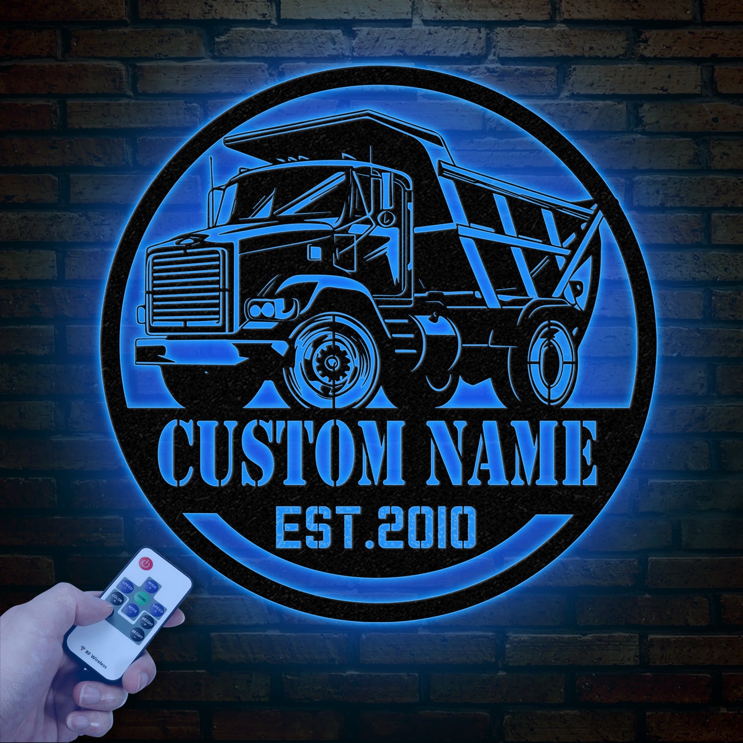 Custom Dump Truck Driver Metal Wall Art with LED Light, Personalized Trucker Name Sign, 18 Wheeler Home Decor, Birthday & Xmas Dad Gift