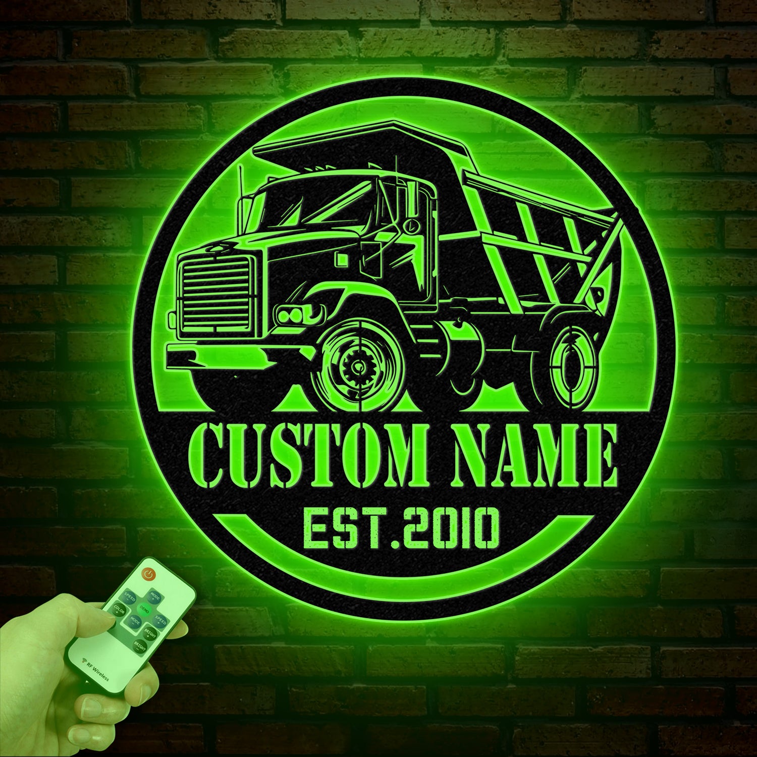 Custom Dump Truck Driver Metal Wall Art with LED Light, Personalized Trucker Name Sign, 18 Wheeler Home Decor, Birthday & Xmas Dad Gift