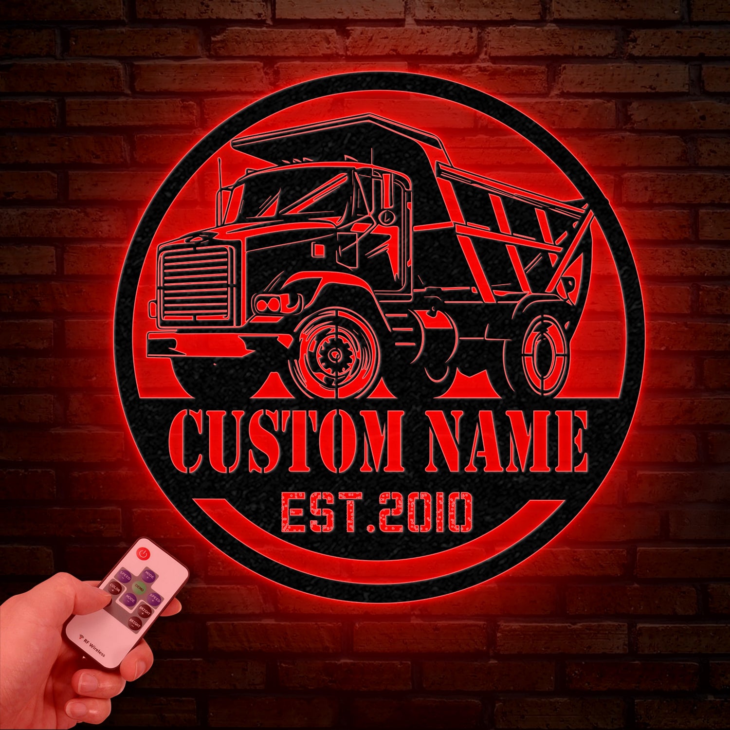 Custom Dump Truck Driver Metal Wall Art with LED Light, Personalized Trucker Name Sign, 18 Wheeler Home Decor, Birthday & Xmas Dad Gift