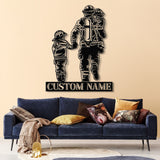 Custom Father's Gift Metal Sign - Firefighter Wall Art with LED Light - Personalized Dad Sign from Son or Daughter - Father's Day Idea