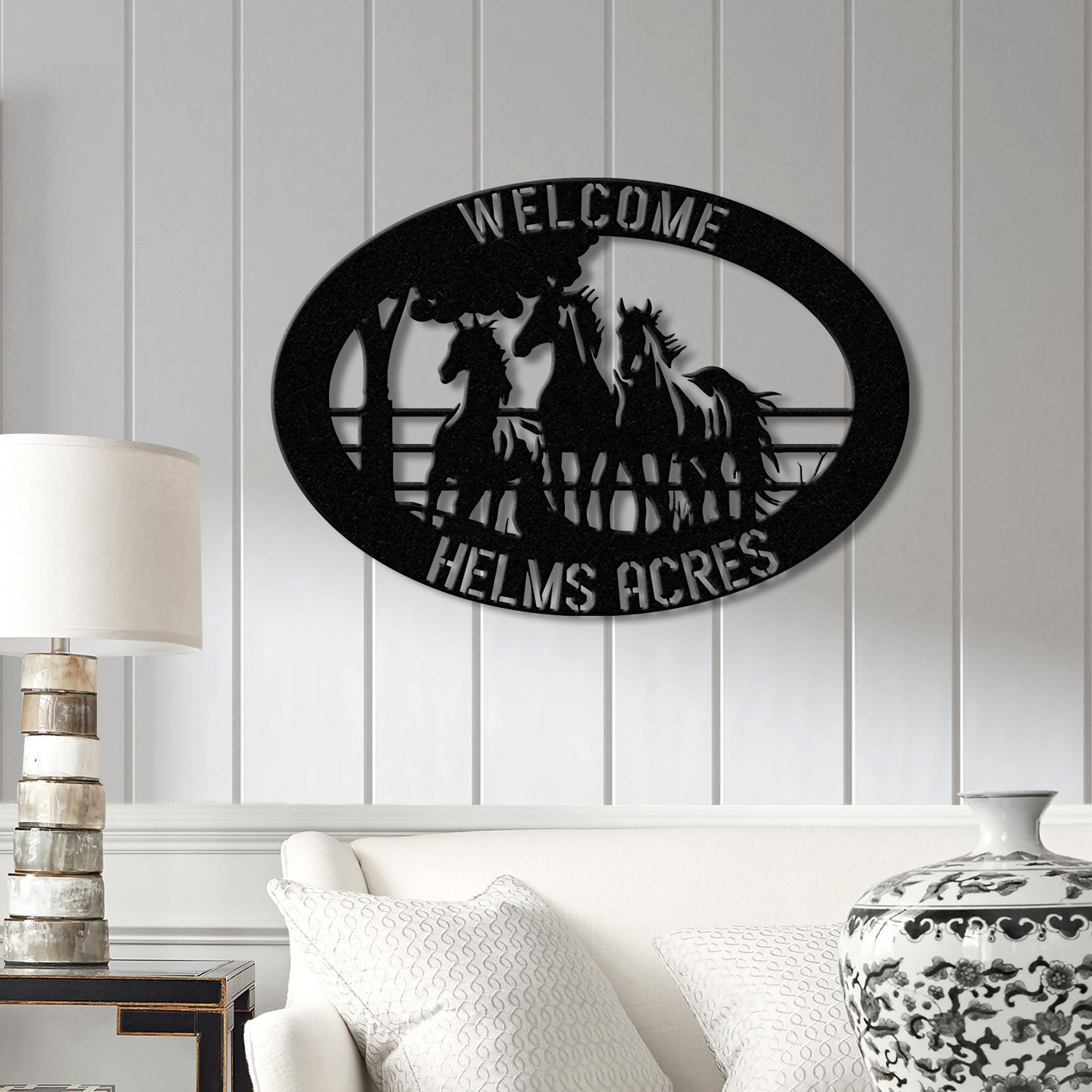 Personalized Outdoor Metal Horse Farm Sign with LED Lights - Custom Name Sign - Welcome Farm Animals Decor - Gift for Farm Lovers