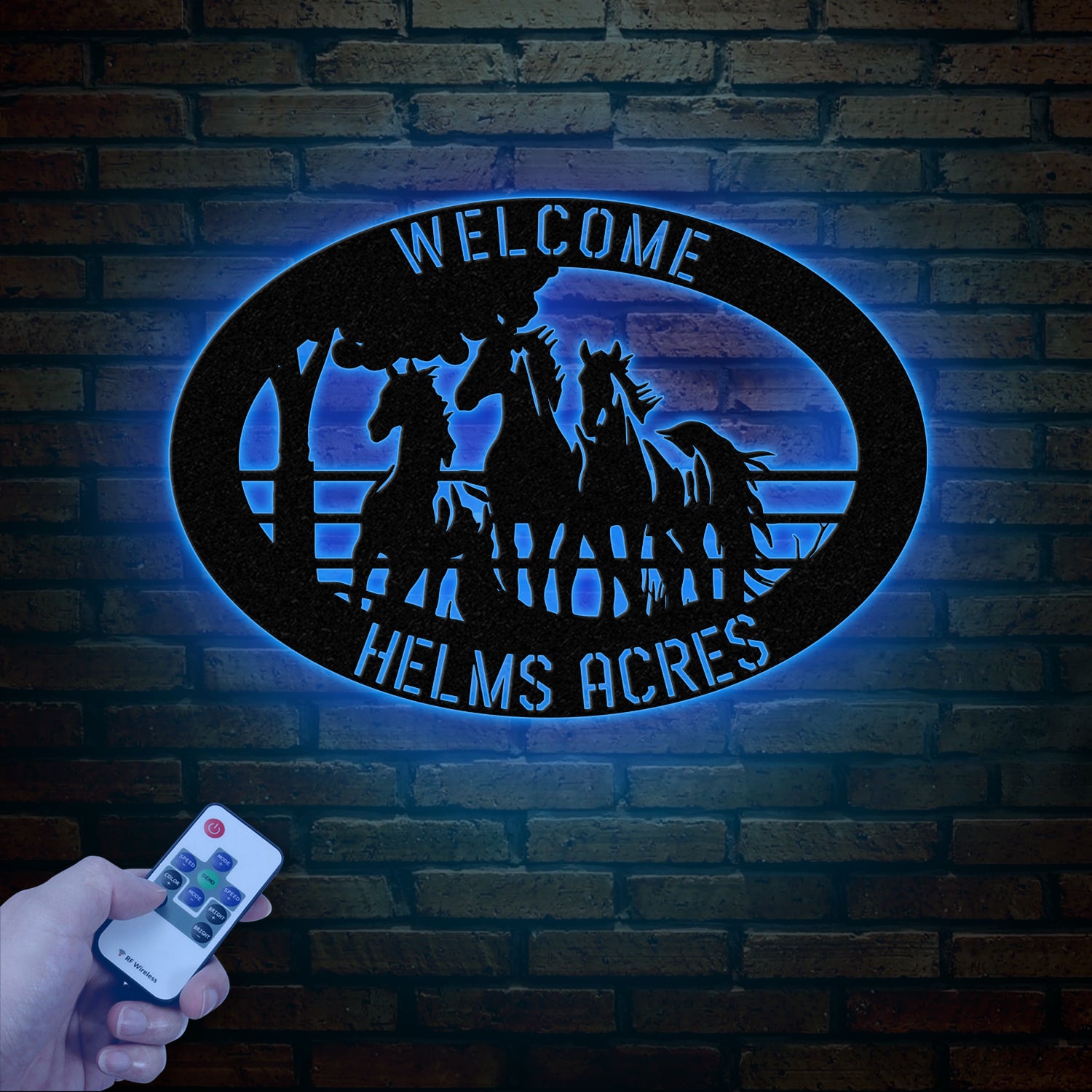 Personalized Outdoor Metal Horse Farm Sign with LED Lights - Custom Name Sign - Welcome Farm Animals Decor - Gift for Farm Lovers