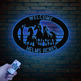 Personalized Outdoor Metal Horse Farm Sign with LED Lights - Custom Name Sign - Welcome Farm Animals Decor - Gift for Farm Lovers