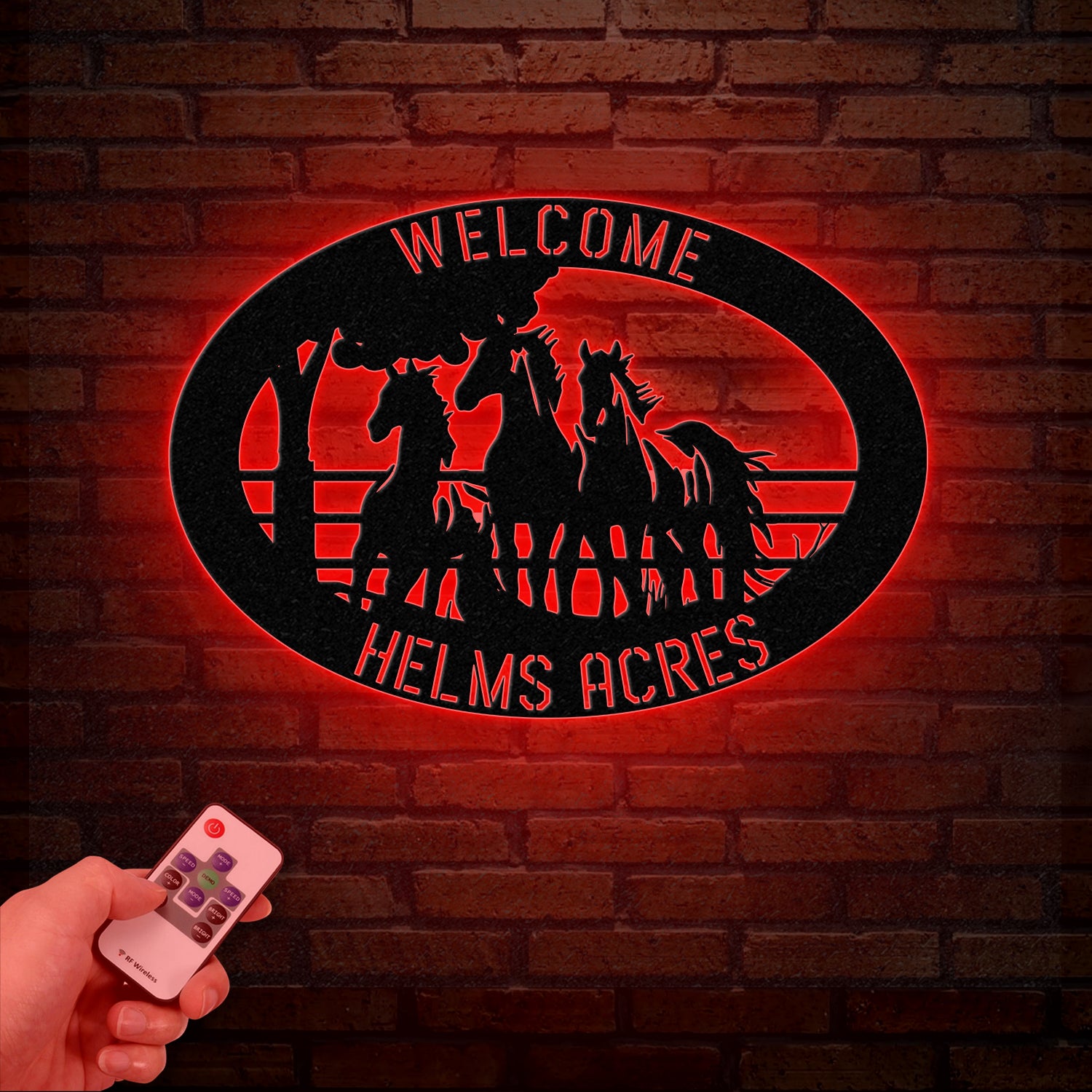 Personalized Outdoor Metal Horse Farm Sign with LED Lights - Custom Name Sign - Welcome Farm Animals Decor - Gift for Farm Lovers
