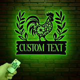 Personalized Floral Chicken Farm Sign With Led Lights, Hen House Decor, Outdoor Decor, Farmer Gift, Chicken Lover Gift, Hen Coop Sign