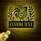 Personalized Floral Chicken Farm Sign With Led Lights, Hen House Decor, Outdoor Decor, Farmer Gift, Chicken Lover Gift, Hen Coop Sign