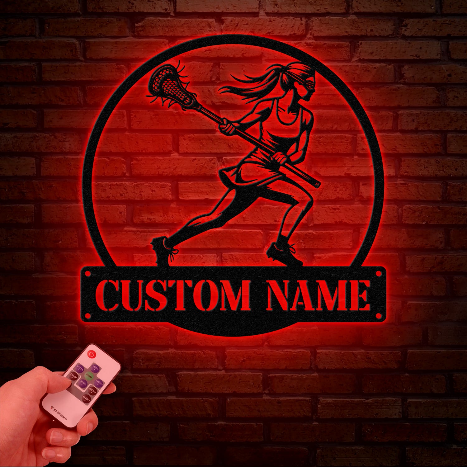 Custom Female Lacrosse Metal Sign with LED Lights - Personalized Lacrosse Player Name Sign - Lacrosse Girl Gift & Sports Decor