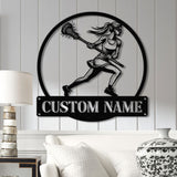 Custom Female Lacrosse Metal Sign with LED Lights - Personalized Lacrosse Player Name Sign - Lacrosse Girl Gift & Sports Decor