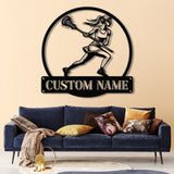 Custom Female Lacrosse Metal Sign with LED Lights - Personalized Lacrosse Player Name Sign - Lacrosse Girl Gift & Sports Decor