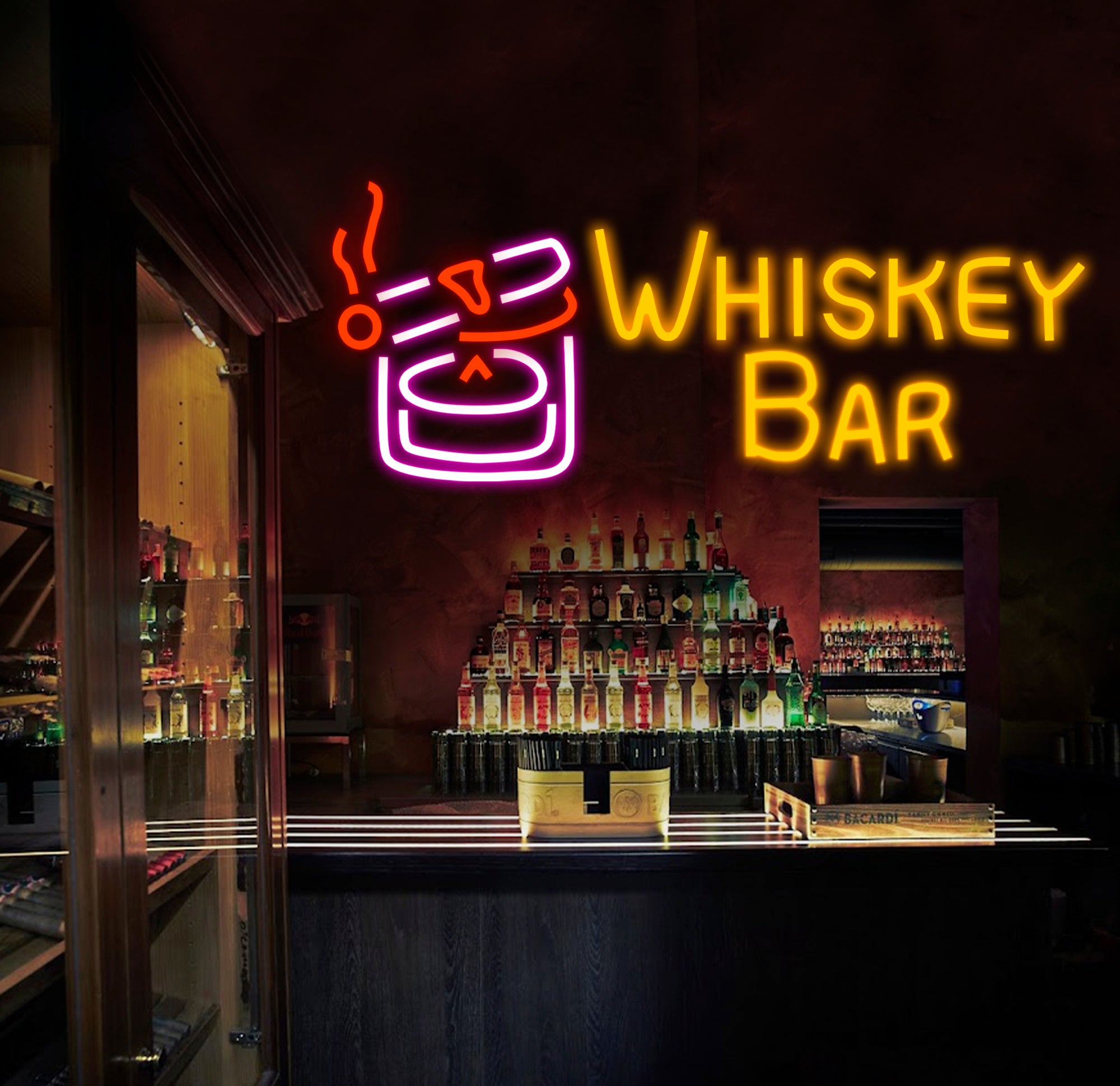 Custom Whiskey Neon Bar Sign, Personalized Bar Club Neon Signs, Neon Sign Home Bar Decor, Bar Decoration Neon Lights, Business Sign