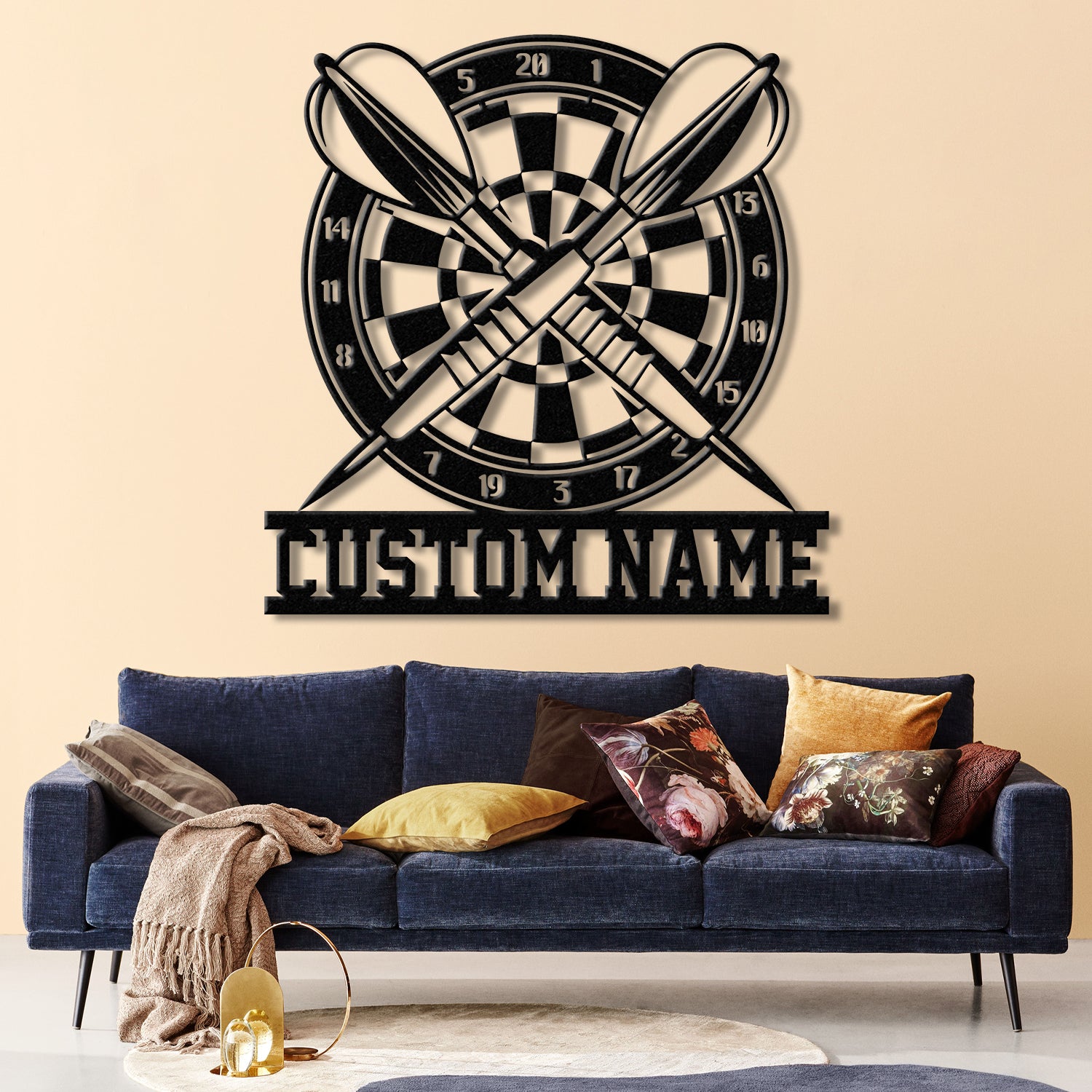 Custom LED Dartboard Metal Sign - Personalized Dart Player Name Wall Art - Game Room Decor - Sports Wall Hanging for Home