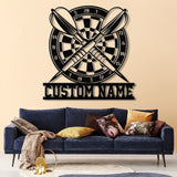 Custom LED Dartboard Metal Sign - Personalized Dart Player Name Wall Art - Game Room Decor - Sports Wall Hanging for Home