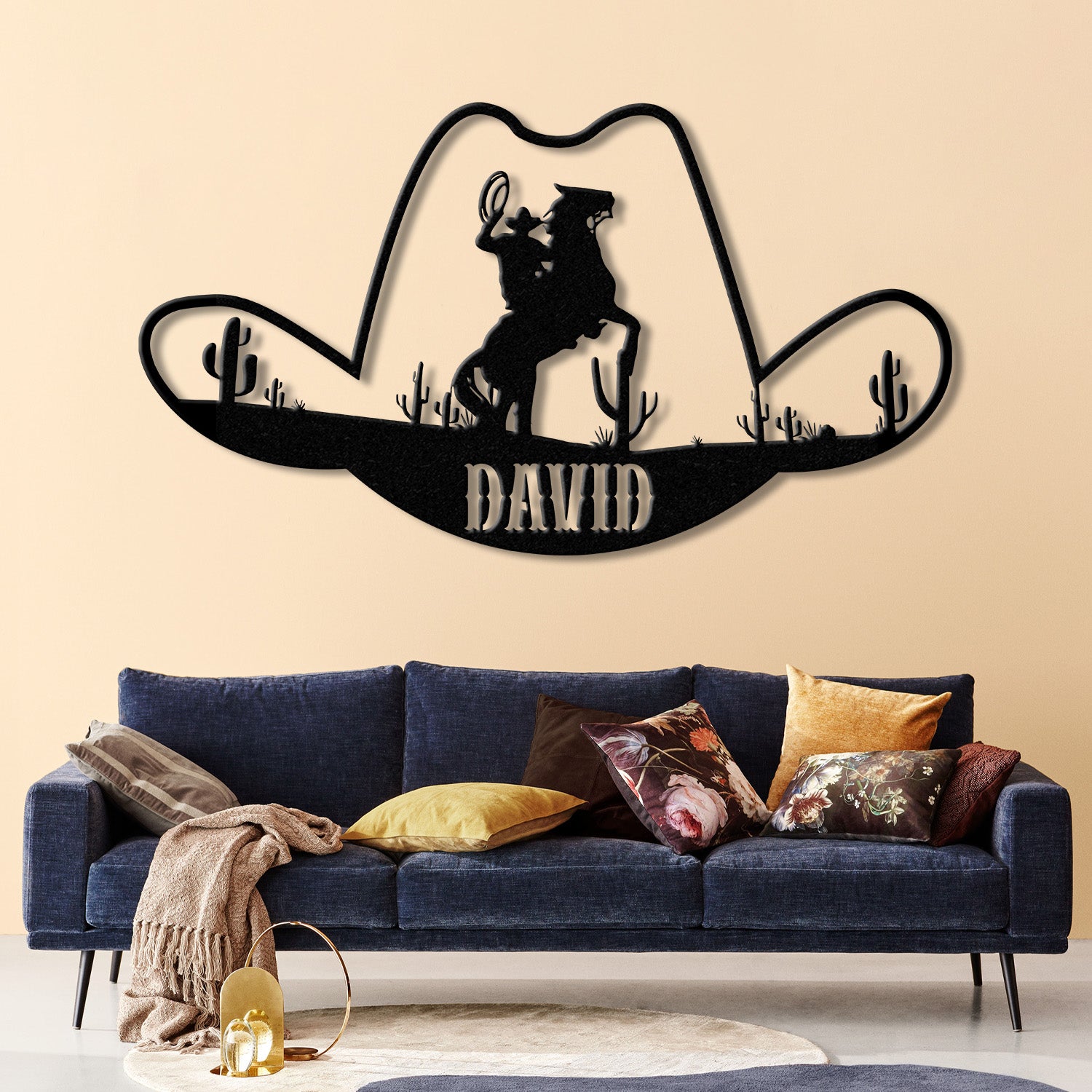 Custom Cowboy Hat Metal Sign, Personalized Rodeo Wall Art, Western Ranch Decor, Cowboy Name Sign, Rustic Ranch Metal Art, Western Theme Gift
