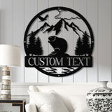 Custom Beaver Metal Sign, Personalized Nature Wildlife Wall Art, LED Light Mountain Sign, Custom Name Sign, Outdoor Cabin Decor Gift