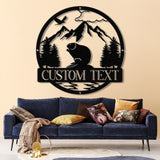 Custom Beaver Metal Sign, Personalized Nature Wildlife Wall Art, LED Light Mountain Sign, Custom Name Sign, Outdoor Cabin Decor Gift