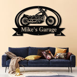 Custom Motorcycle Garage Metal Sign, Personalized Biker Name Wall Art, Rustic Garage Decor, Motorcycle Shop Sign, Custom Garage Name Plaque