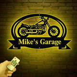 Custom Motorcycle Garage Metal Sign, Personalized Biker Name Wall Art, Rustic Garage Decor, Motorcycle Shop Sign, Custom Garage Name Plaque