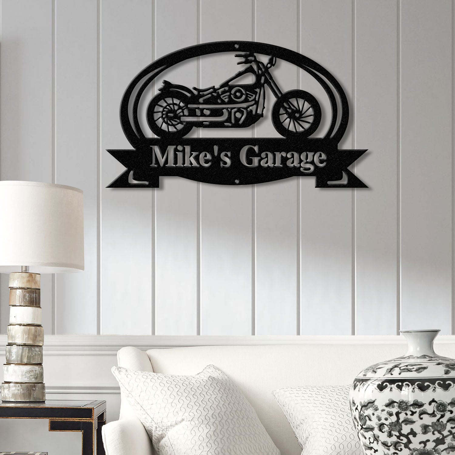 Custom Motorcycle Garage Metal Sign, Personalized Biker Name Wall Art, Rustic Garage Decor, Motorcycle Shop Sign, Custom Garage Name Plaque